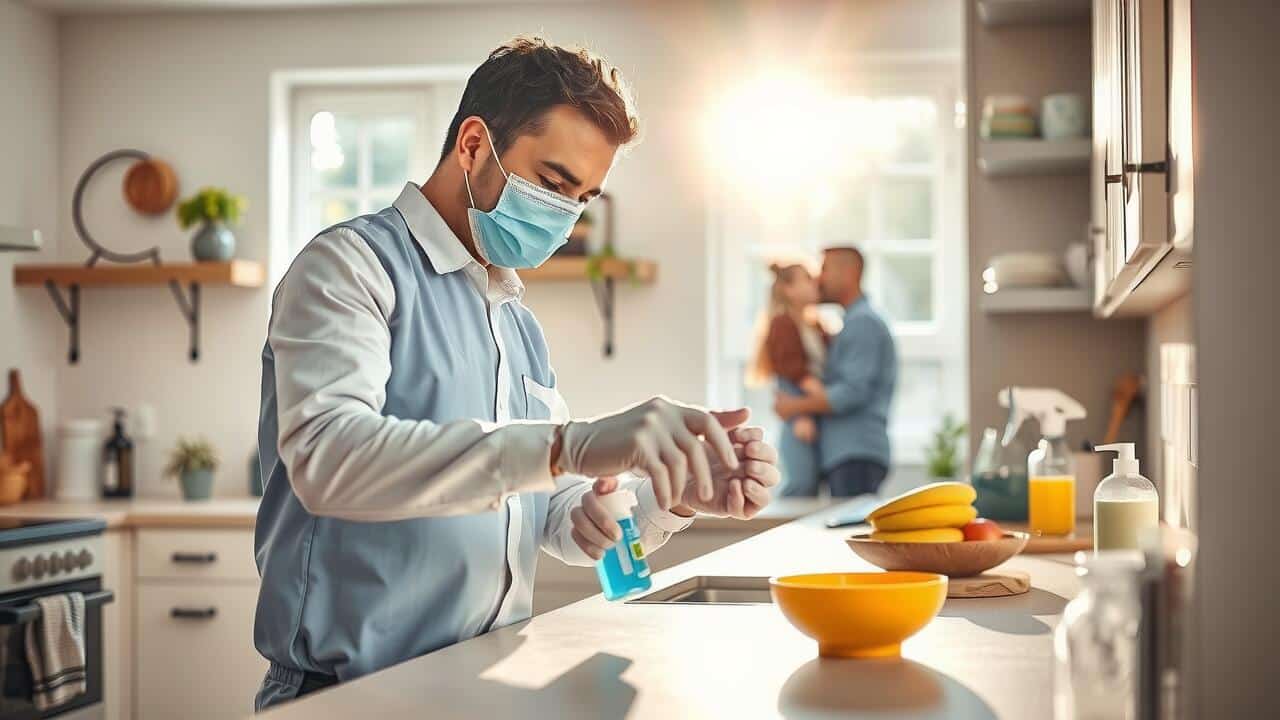 How do you disinfect a house after being sick?